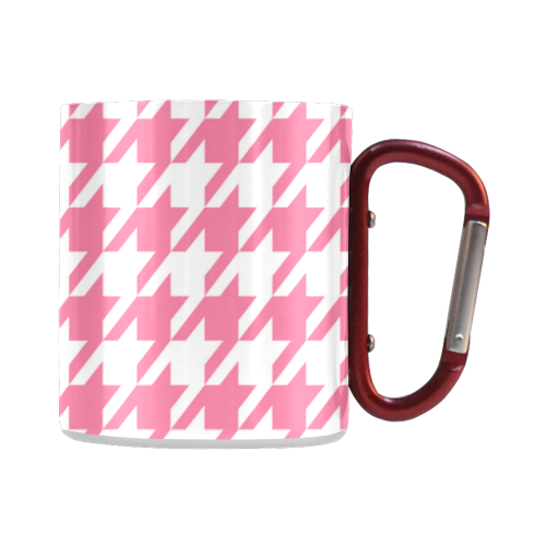 pink and white houndstooth classic pattern Classic Insulated Mug(10.3OZ)