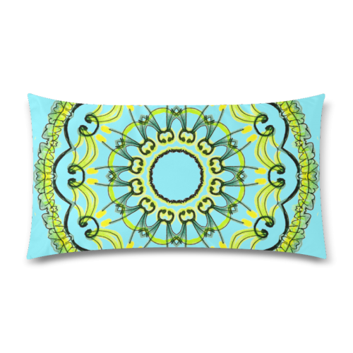 Lights Leaves Opera Green Flowers Theater Mandala Azure Custom Rectangle Pillow Case 20"x36" (one side)