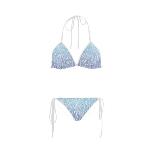 blue ombre feather pattern Custom Bikini Swimsuit