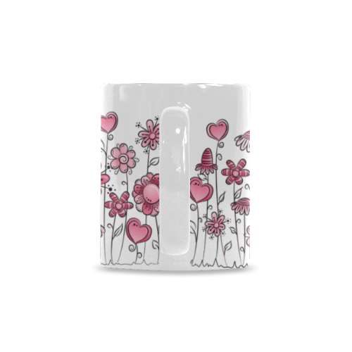 pink doodle flower field White Mug(11OZ)