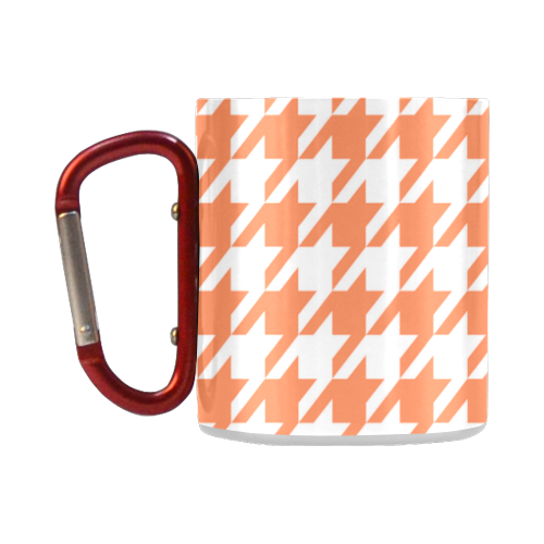 orange and white houndstooth classic pattern Classic Insulated Mug(10.3OZ)