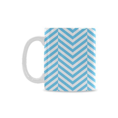 bright blue and white classic chevron pattern White Mug(11OZ)