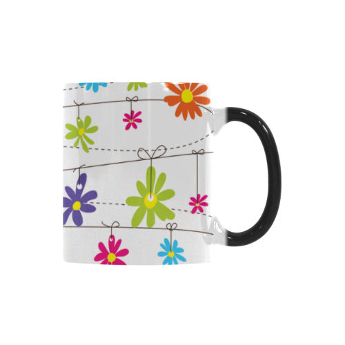 colorful flowers hanging on lines Custom Morphing Mug