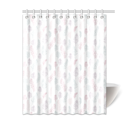 soft pink blue whimsical feather leaves pattern Shower Curtain 60"x72"