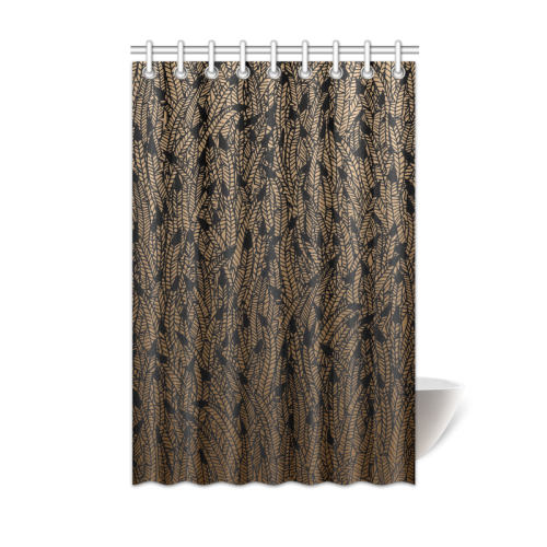 brown ombre feathers pattern black Shower Curtain 48"x72"