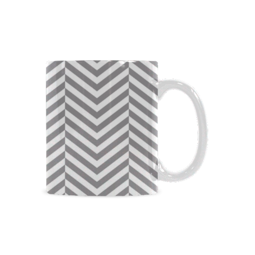 grey and white classic chevron pattern White Mug(11OZ)