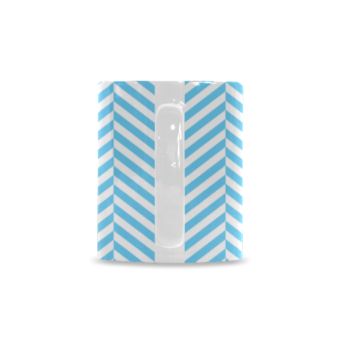 bright blue and white classic chevron pattern White Mug(11OZ)
