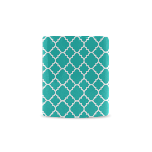 turquoise white quatrefoil classic pattern White Mug(11OZ)