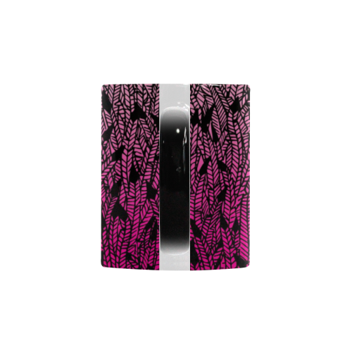 pink ombre feathers pattern black Custom Morphing Mug