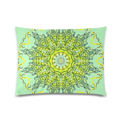 Lime Green Yellow Leaves Star Matrix Mandala Honeydew Custom Picture Pillow Case 20"x26" (one side)