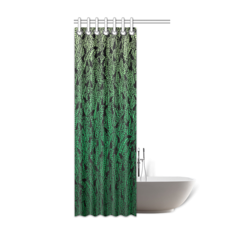 green ombre feathers pattern black Shower Curtain 36"x72"