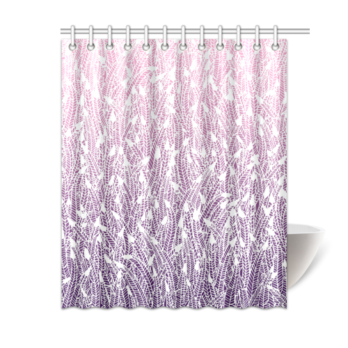 pink purple ombre feather pattern white Shower Curtain 60"x72"