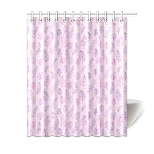 pink purple feather leaves pattern whimsical Shower Curtain 60"x72"