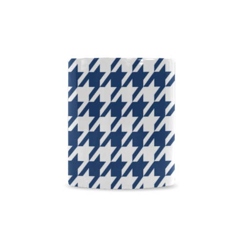 dark blue and white houndstooth classic pattern White Mug(11OZ)