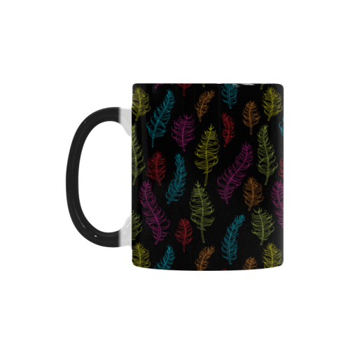 bright pink red blue green yellow feather leaves Custom Morphing Mug