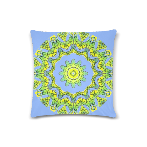 Glowing Green Leaves Flower Arches Star Mandala Periwinkle Custom Zippered Pillow Case 16"x16"(Twin Sides)