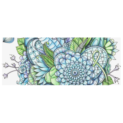 Blue Green flower drawing peaceful garden 2 White Mug(11OZ)