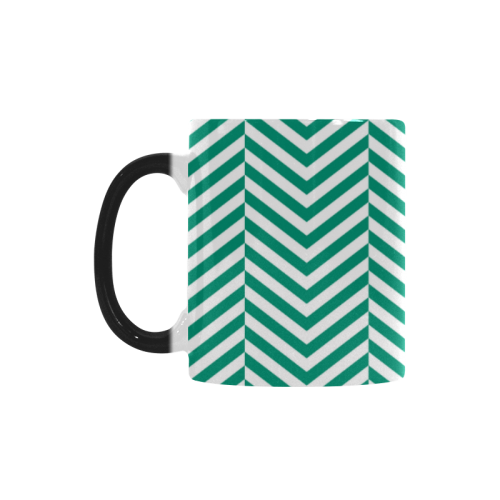 emerald green and white classic chevron pattern Custom Morphing Mug