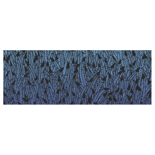 blue ombre black feather pattern Travel Mug (Silver) (14 Oz)