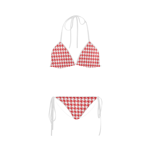 red and white houndstooth classic pattern Custom Bikini Swimsuit