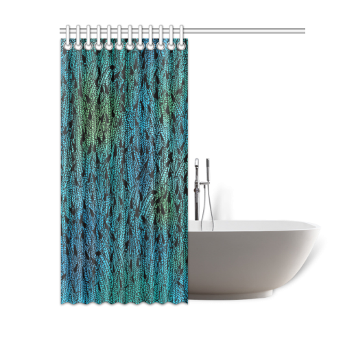 blue black feather pattern Shower Curtain 60"x72"