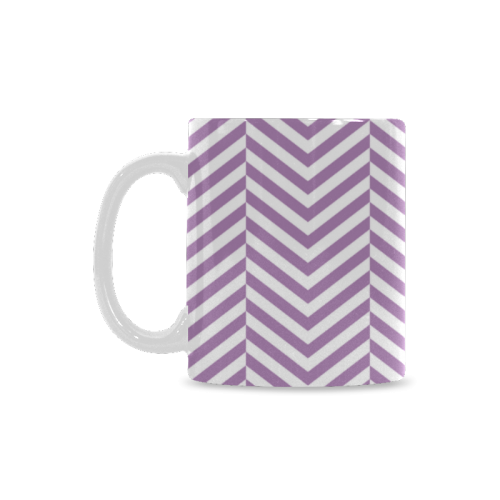 lilac purple and white classic chevron pattern White Mug(11OZ)