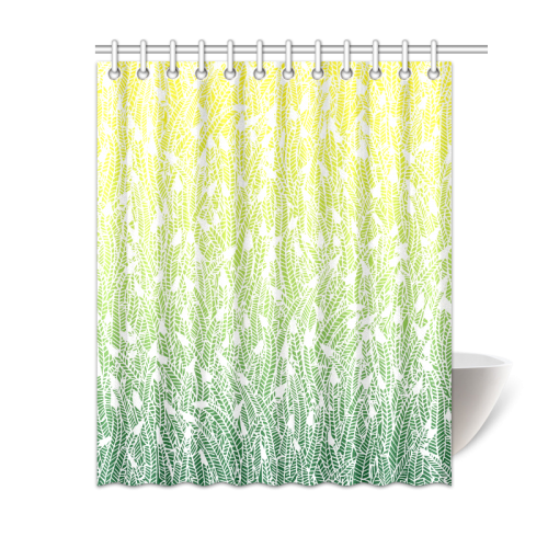 yellow green ombre feathers pattern white Shower Curtain 60"x72"