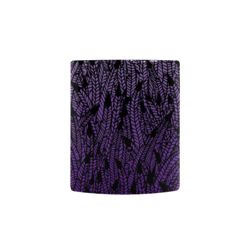 purple ombre feathers pattern black Custom Morphing Mug