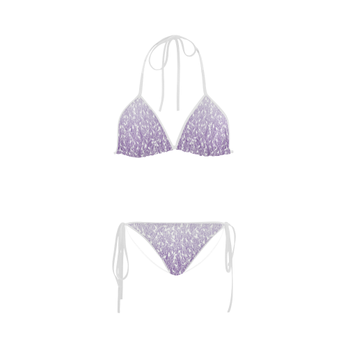 purple ombre feathers pattern white Custom Bikini Swimsuit