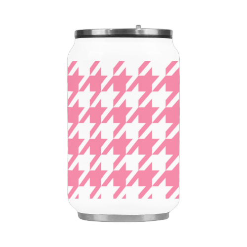 pink and white houndstooth classic pattern Stainless Steel Vacuum Mug (10.3OZ)