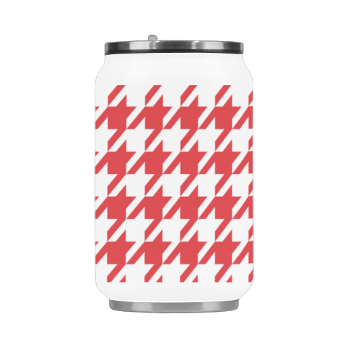 red and white houndstooth classic pattern Stainless Steel Vacuum Mug (10.3OZ)