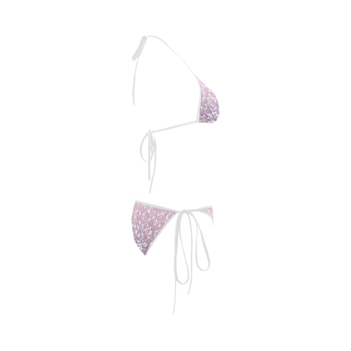 pink purple ombre feather pattern white Custom Bikini Swimsuit