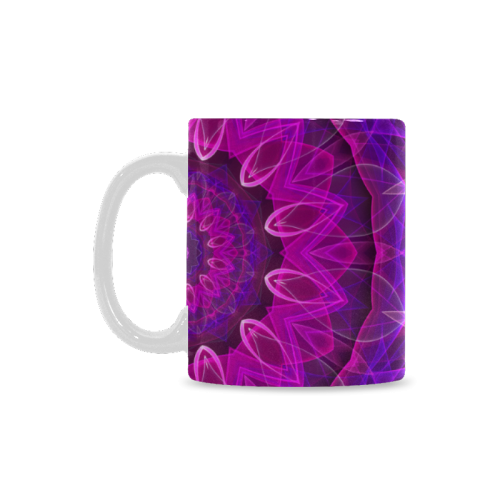 pink purple glowing mandala slice abstract art White Mug(11OZ)