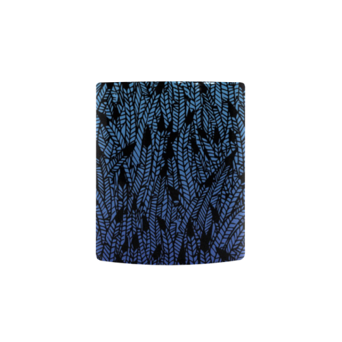 blue ombre black feather pattern Custom Morphing Mug