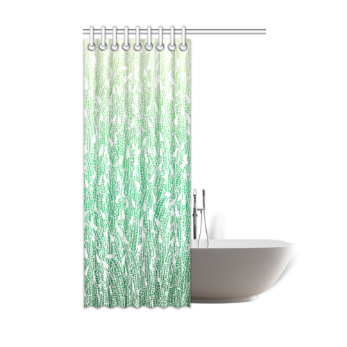 green ombre feathers pattern white Shower Curtain 48"x72"