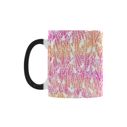pink yellow white feather pattern Custom Morphing Mug