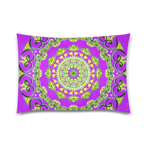 Green Lace Flowers, Leaves Mandala Design Violet Custom Zippered Pillow Case 20"x30"(Twin Sides)