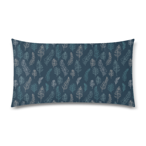 midnight feather leaves whimsical blue pattern midnight Rectangle Pillow Case 20"x36"(Twin Sides)