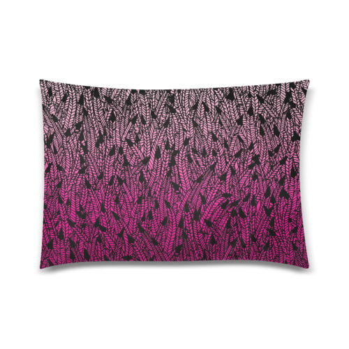 pink ombre feathers pattern black modern Custom Zippered Pillow Case 20"x30"(Twin Sides)