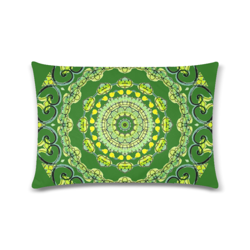 Green Lace Flowers, Leaves Mandala Design Forest Green
