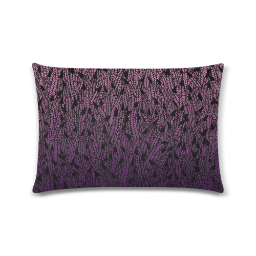 pink purple ombre feather pattern black modern Custom Rectangle Pillow Case 16"x24" (one side)