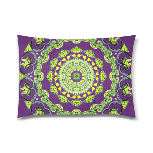 Green Lace Flowers, Leaves Mandala Design Wine Custom Zippered Pillow Case 20"x30" (one side)