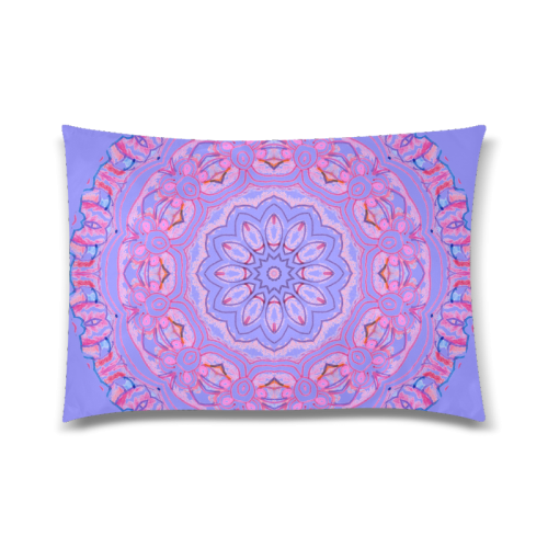 Pink Blue Ribbons, Flowers Valentangle Mandala Iris Custom Zippered Pillow Case 20"x30" (one side)