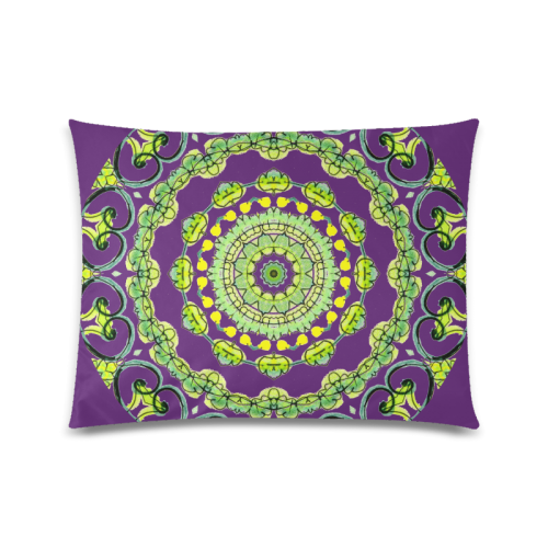 Green Lace Flowers, Leaves Mandala Design Wine Custom Picture Pillow Case 20"x26" (one side)