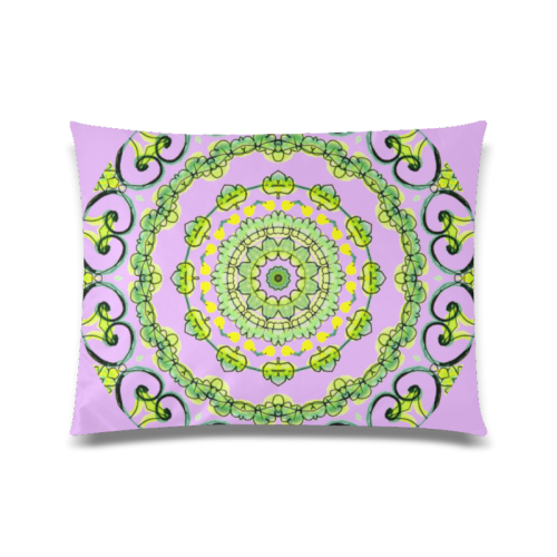 Green Lace Flowers, Leaves Mandala Design Lilac Custom Zippered Pillow Case 20"x26"(Twin Sides)