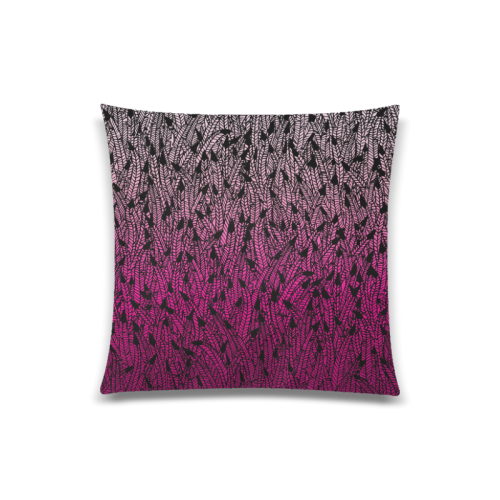 pink ombre feathers pattern black modern Custom Zippered Pillow Case 20"x20"(Twin Sides)