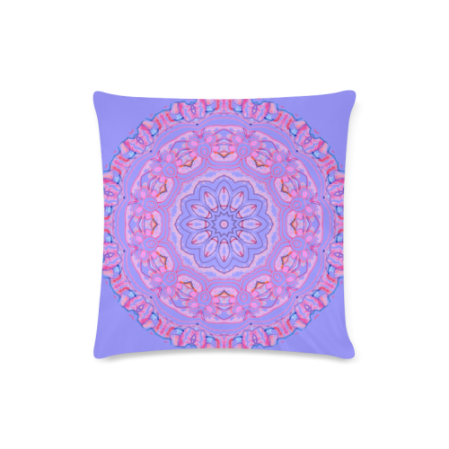 Pink Blue Ribbons, Flowers Valentangle Mandala Iris Custom Zippered Pillow Case 16"x16" (one side)