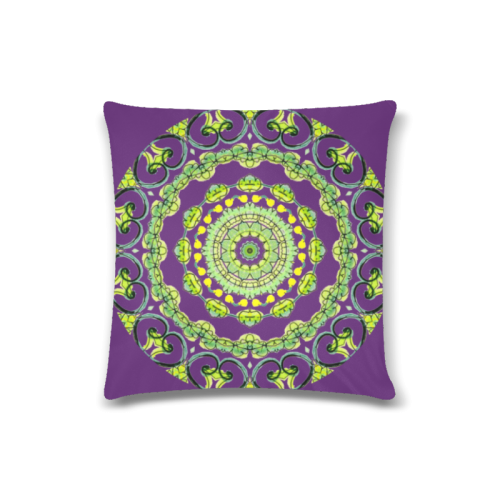 Green Lace Flowers, Leaves Mandala Design Wine Custom Zippered Pillow Case 16"x16"(Twin Sides)