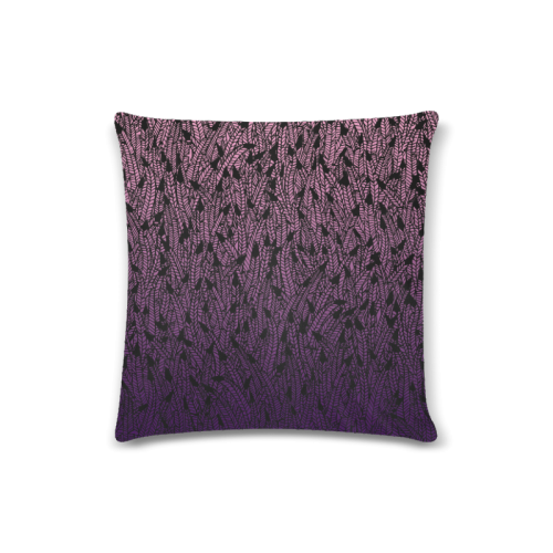 pink purple ombre feather pattern black modern Custom Zippered Pillow Case 16"x16" (one side)