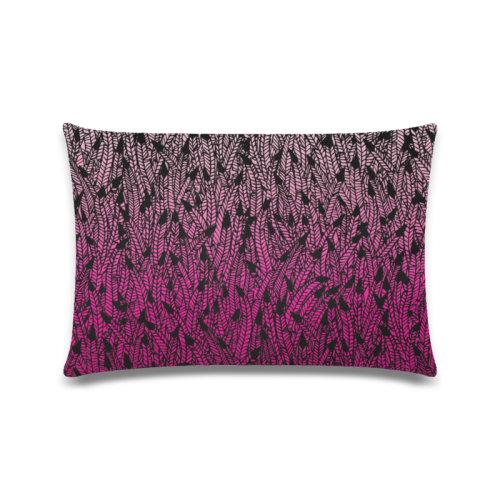 pink ombre feathers pattern black modern Custom Zippered Pillow Case 16"x24"(Twin Sides)